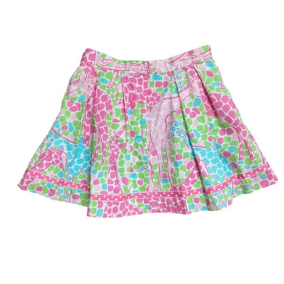 Lilly Pulitzer Pleated Skirt Girls 12 Pink Blue Floral Giraffes print Summery - Picture 2 of 8